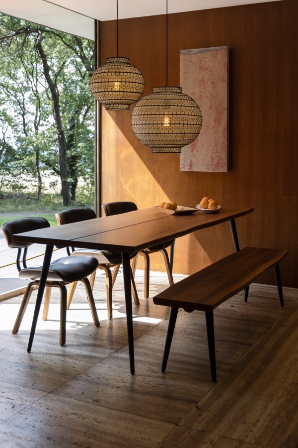 DUTCHBONE Alagon spisebord, rektangulr - brun valnddefinér og sort stl (200X90)