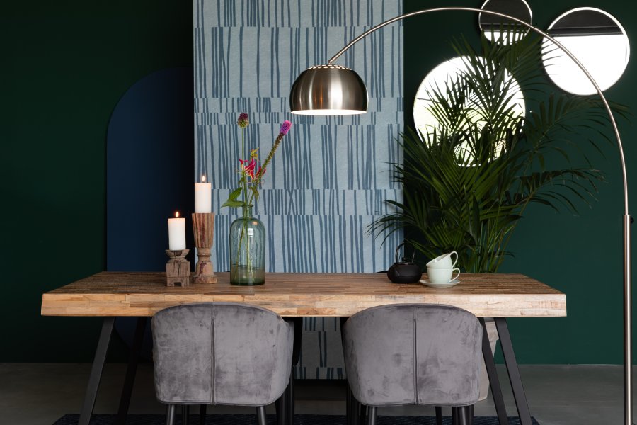 WHITE LABEL LIVING Suri spisebord, rektangulr - natur teaktr og metal (200X90)