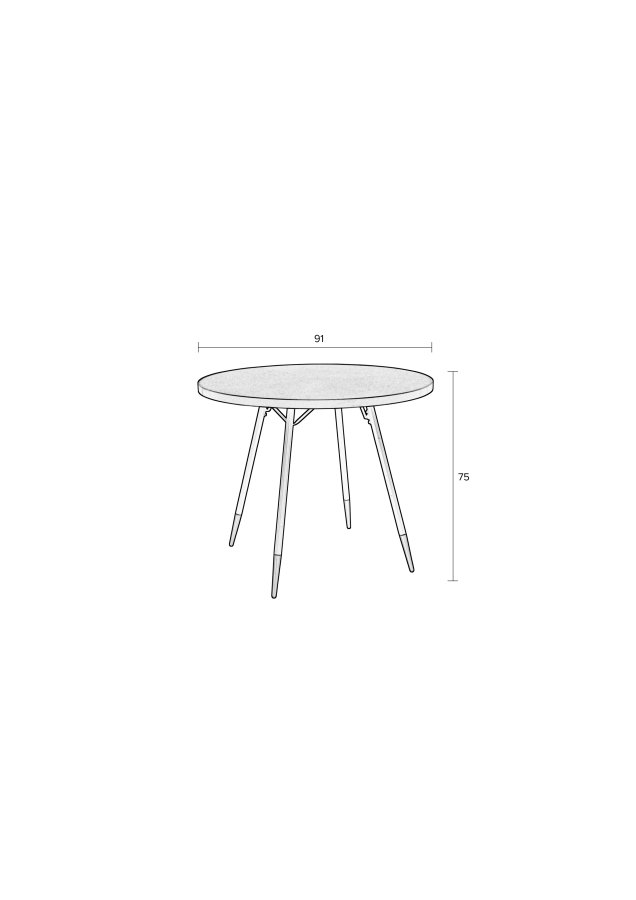 WHITE LABEL LIVING Denise spisebord, rund - brun askefinér og sort metal (91)