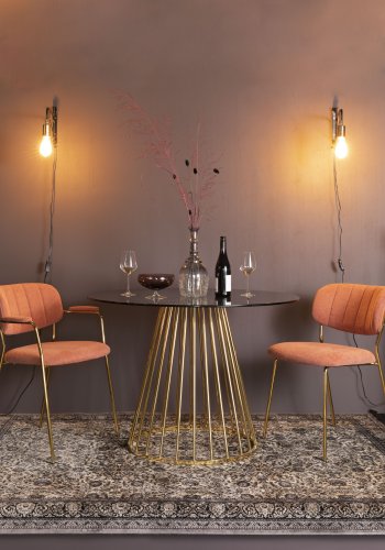 WHITE LABEL LIVING Floris spisebord, rund - glas og guld metal (104)