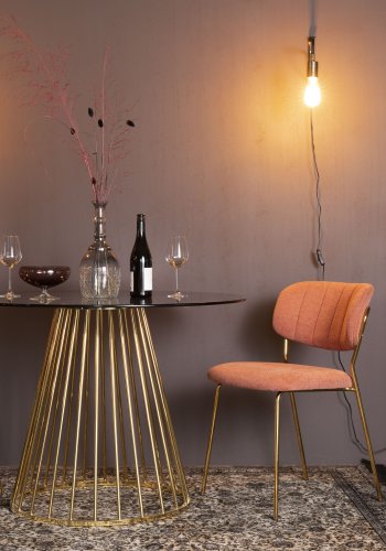 WHITE LABEL LIVING Floris spisebord, rund - glas og guld metal (104)