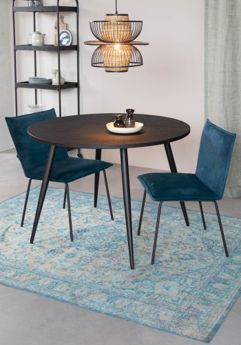 WHITE LABEL LIVING Mo spisebord, rund - sort teaktr og metal (110)