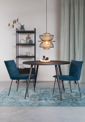 WHITE LABEL LIVING Mo spisebord, rund - sort teaktr og metal (110)