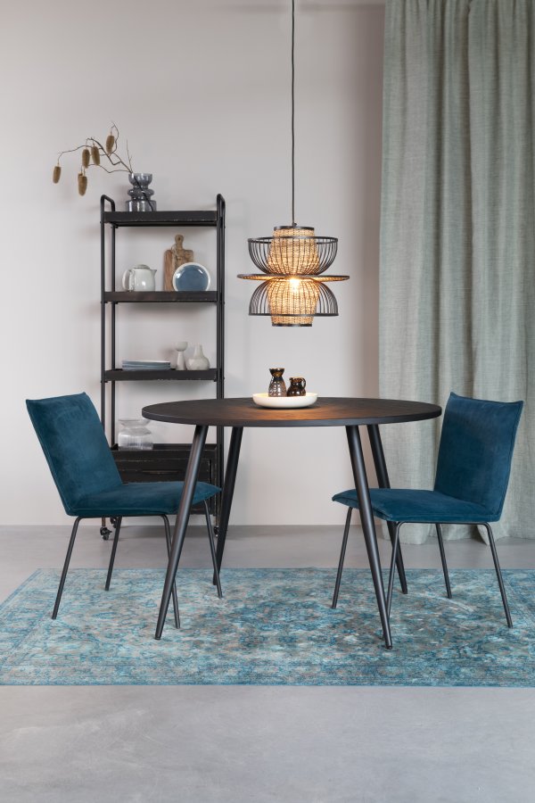 WHITE LABEL LIVING Mo spisebord, rund - sort teaktr og metal (110)