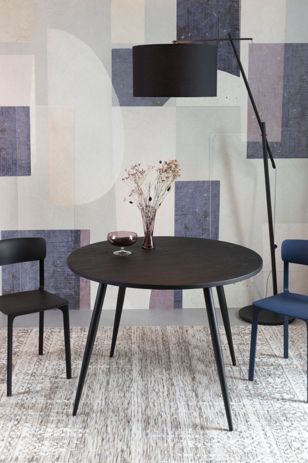 WHITE LABEL LIVING Mo spisebord, rund - sort teaktr og metal (110)