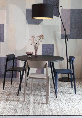 WHITE LABEL LIVING Mo spisebord, rund - sort teaktr og metal (110)