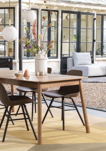 ZUIVER Glimps spisebord, m. butterflybordplade - brun valnddefinér og valnddetr (180/240x90)