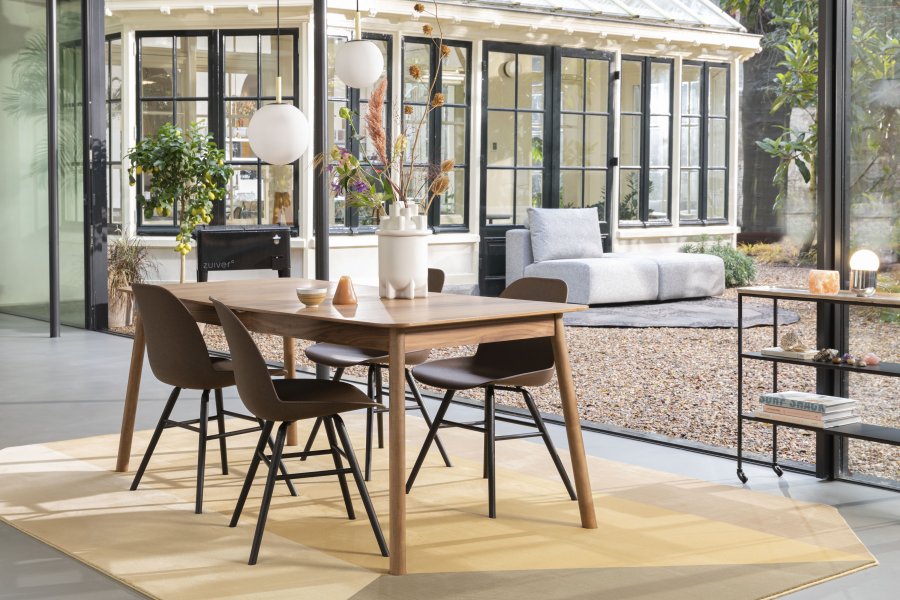 ZUIVER Glimps spisebord, m. butterflybordplade - brun valnddefinér og valnddetr (180/240x90)