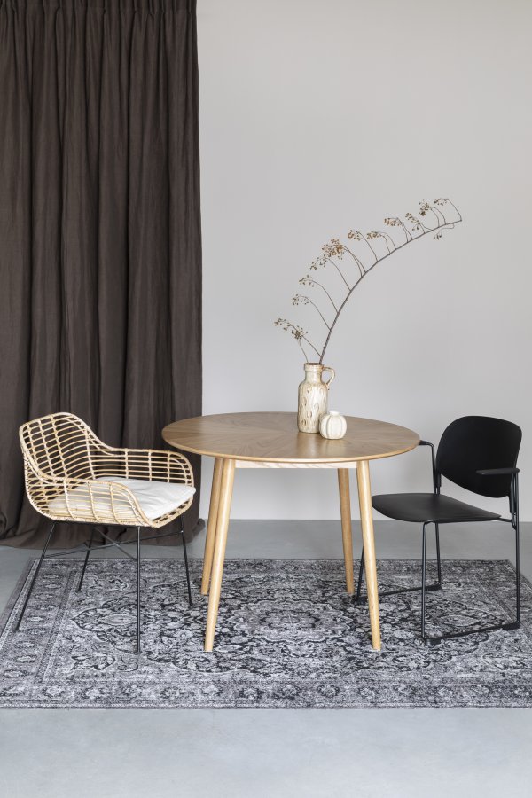 WHITE LABEL LIVING Fabio spisebord, rund - natur egefinér og egetr (100)