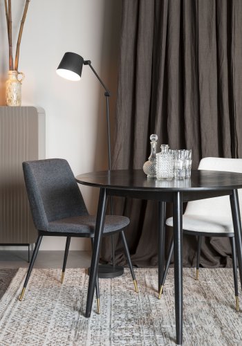 WHITE LABEL LIVING Fabio spisebord, rund - sort egefinér og egetr (100)