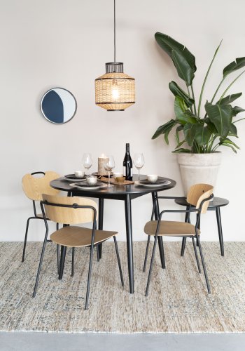 WHITE LABEL LIVING Fabio spisebord, rund - sort egefinér og egetr (100)