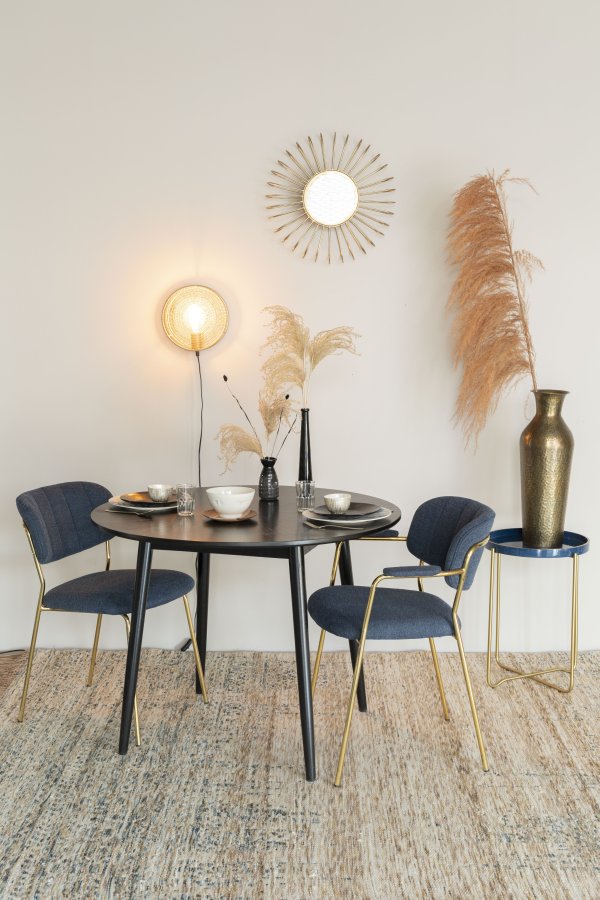 WHITE LABEL LIVING Fabio spisebord, rund - sort egefinér og egetr (100)