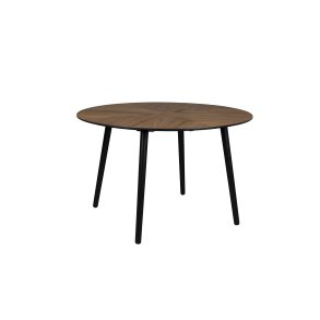 DUTCHBONE Clover spisebord, rund - brun valnddetr og sort gummitr (120)