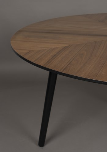 DUTCHBONE Clover spisebord, rund - brun valnddetr og sort gummitr (120)