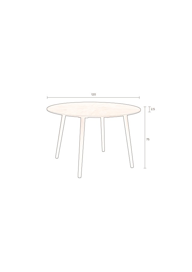 DUTCHBONE Clover spisebord, rund - brun valnddetr og sort gummitr (120)