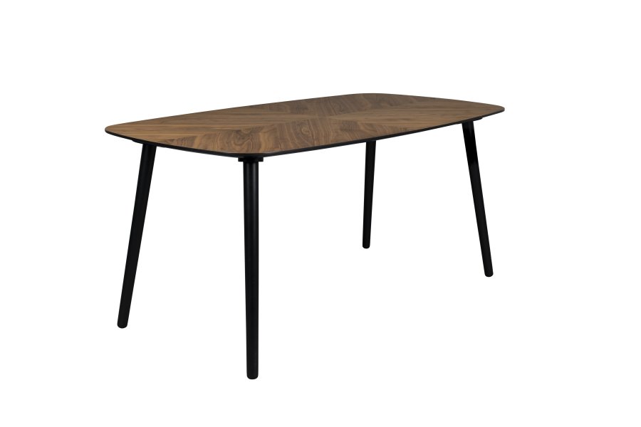 DUTCHBONE Clover spisebord, rektangulr - brun valnddetr og sort gummitr (165x90)
