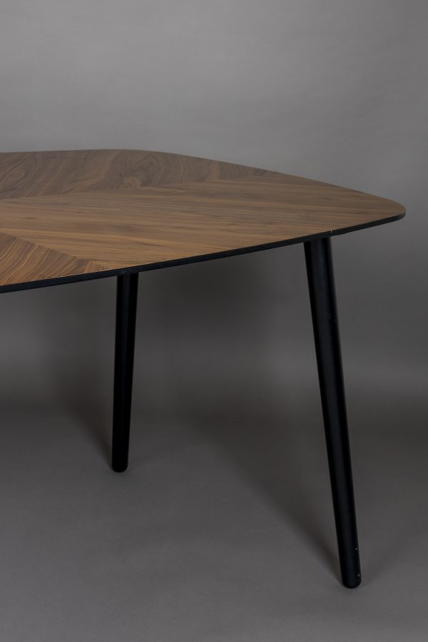 DUTCHBONE Clover spisebord, rektangulr - brun valnddetr og sort gummitr (165x90)