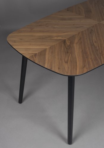 DUTCHBONE Clover spisebord, rektangulr - brun valnddetr og sort gummitr (165x90)
