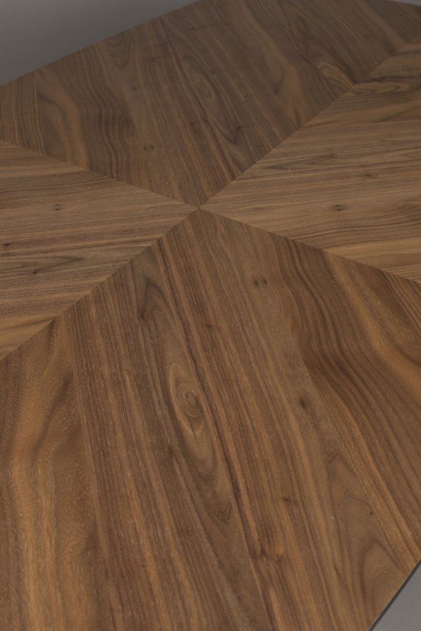 DUTCHBONE Clover spisebord, rektangulr - brun valnddetr og sort gummitr (165x90)