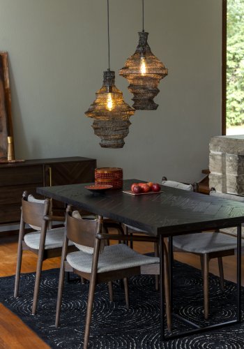 DUTCHBONE Klasse spisebord, sildeben, rektangulr - sort tr og sort stl (180X90)