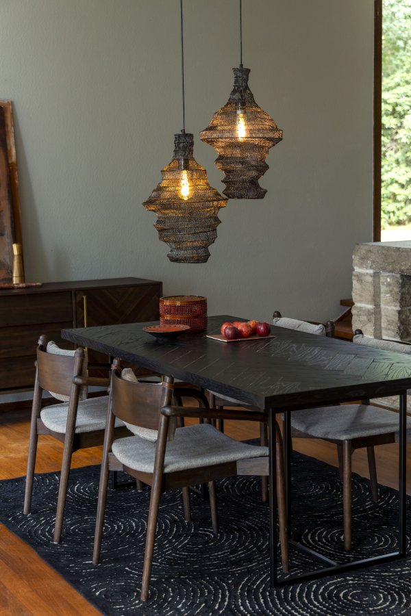 DUTCHBONE Klasse spisebord, sildeben, rektangulr - sort tr og sort stl (180X90)