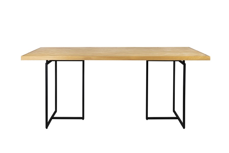 DUTCHBONE Klasse spisebord, sildeben, rektangulr - natur tr og sort stl (180X90)