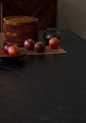 DUTCHBONE Klasse spisebord, sildeben, rektangulr - sort tr og sort stl (220X90)