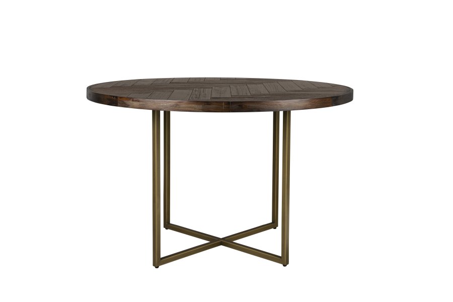 DUTCHBONE Klasse spisebord, sildeben, rund - brun akacietr og guld stl (120)