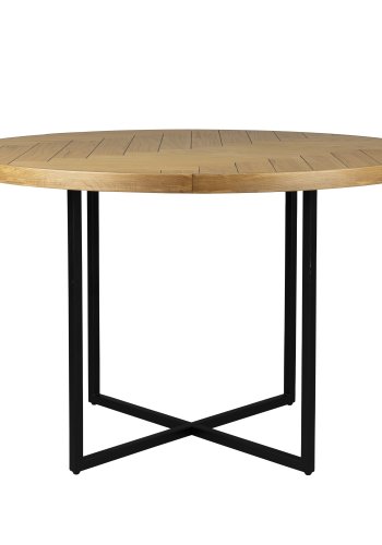 DUTCHBONE Klasse spisebord, sildeben, rund - natur egetr og sort stl (120)