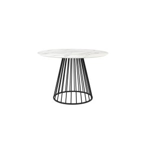 WHITE LABEL LIVING Floris spisebord, rund - marmorpapir og sort metal (110)