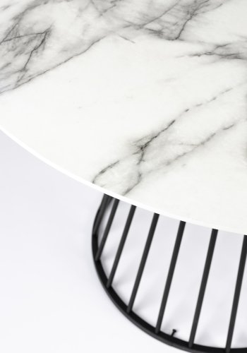 WHITE LABEL LIVING Floris spisebord, rund - marmorpapir og sort metal (110)