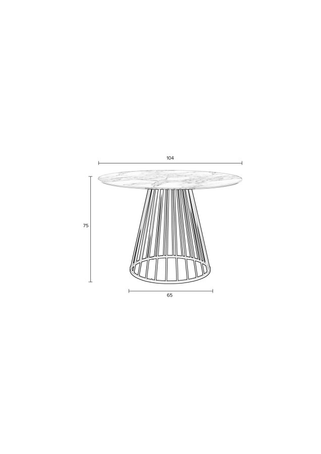 WHITE LABEL LIVING Floris spisebord, rund - marmorpapir og sort metal (110)