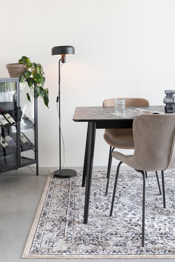 WHITE LABEL LIVING Fabio spisebord, rektangulr - sort egefinér og egetr (160X80)