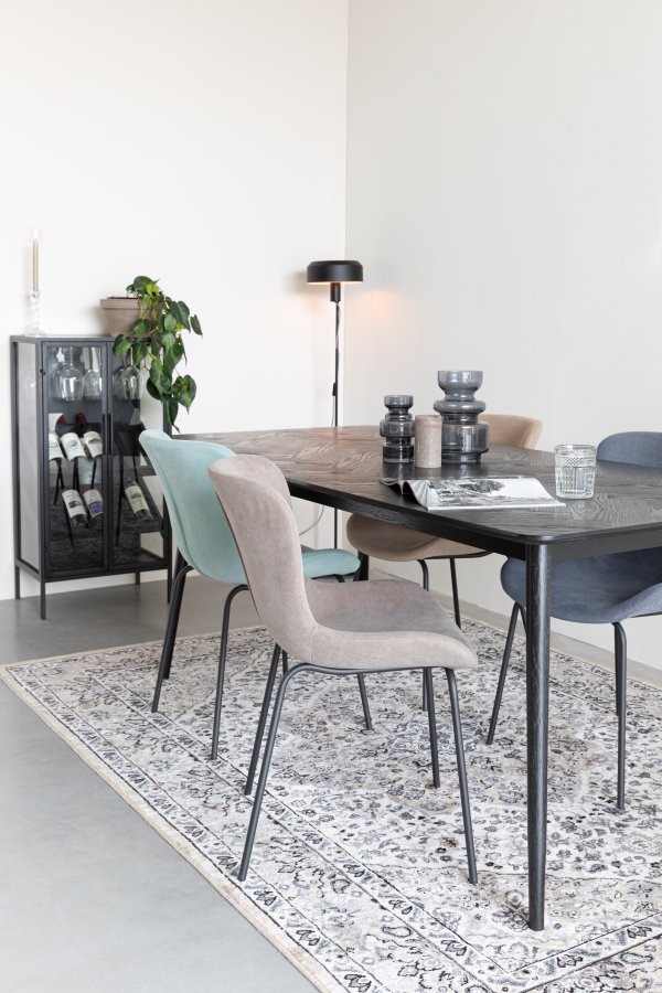 WHITE LABEL LIVING Fabio spisebord, rektangulr - sort egefinér og egetr (160X80)