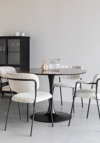 WHITE LABEL LIVING Maru spisebord, rund - sort MDF og metal (110)