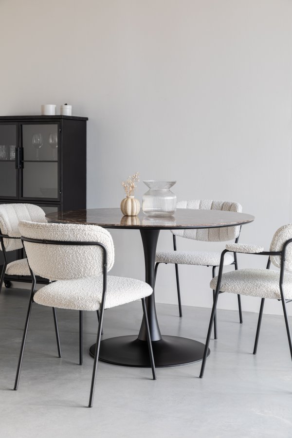 WHITE LABEL LIVING Maru spisebord, rund - sort MDF og metal (110)