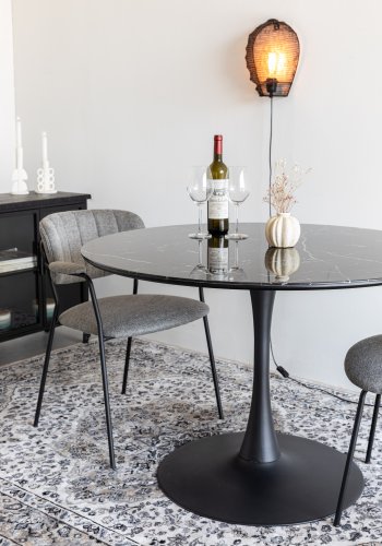 WHITE LABEL LIVING Maru spisebord, rund - sort MDF og metal (110)