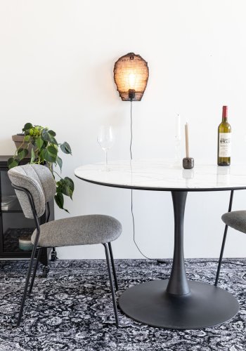 WHITE LABEL LIVING Maru spisebord, rund - hvid MDF og metal (110)