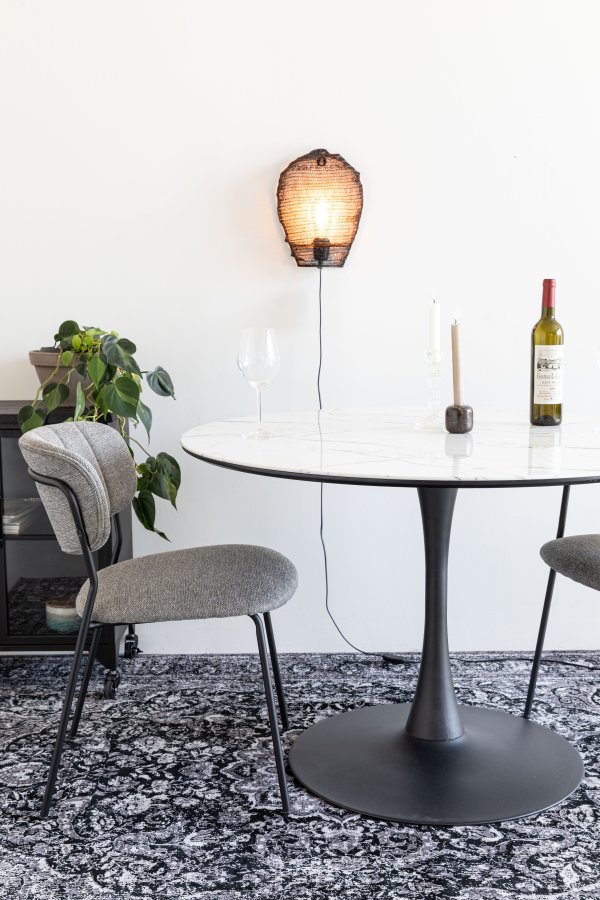 WHITE LABEL LIVING Maru spisebord, rund - hvid MDF og metal (110)