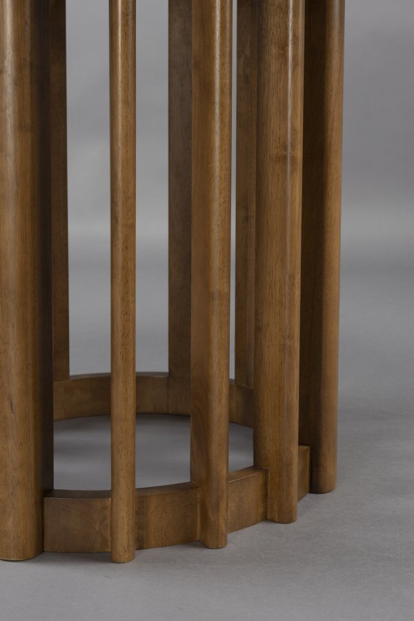 DUTCHBONE Barlet spisebord, rund - brun valnddefinér og brun gummitr (120)