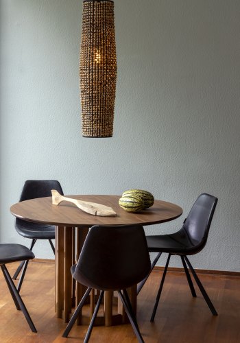 DUTCHBONE Barlet spisebord, rund - brun valnddefinér og brun gummitr (120)