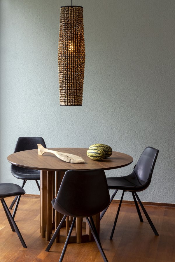 DUTCHBONE Barlet spisebord, rund - brun valnddefinér og brun gummitr (120)