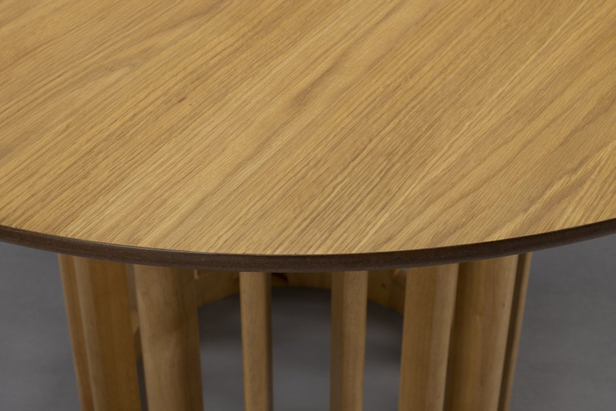 DUTCHBONE Barlet spisebord, rund - natur egetrsfinér og natur gummitr (120)