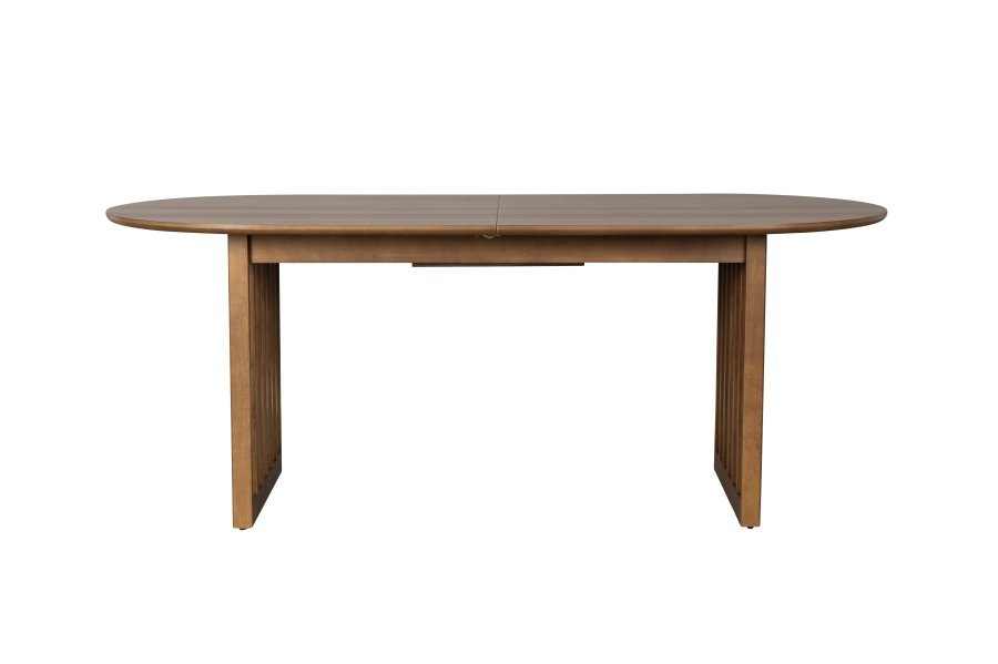 DUTCHBONE Barlet spisebord, m. tillgsplade - brun valnddefinér og brun gummitr (200/240x90)