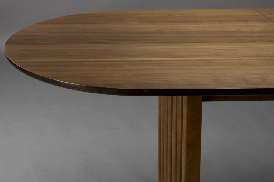 DUTCHBONE Barlet spisebord, m. tillgsplade - brun valnddefinér og brun gummitr (200/240x90)