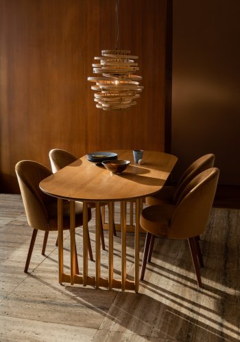 DUTCHBONE Barlet spisebord, m. tillgsplade - natur egetrsfinér og natur gummitr (200/240x90)