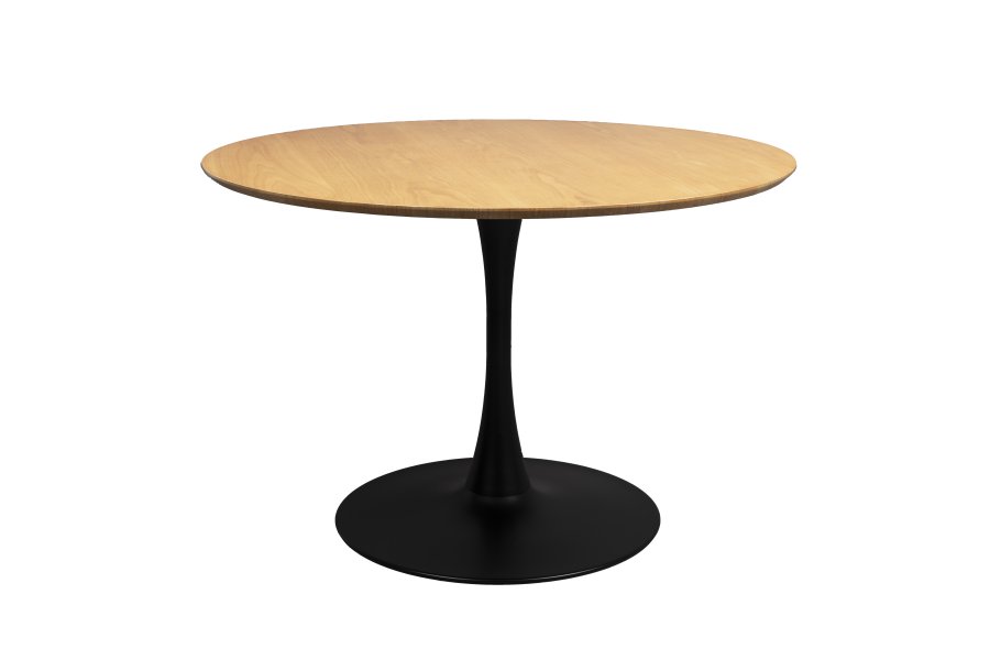 WHITE LABEL LIVING Raku spisebord, rund - natur egefinér og sort metal (110)