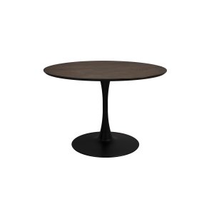 WHITE LABEL LIVING Raku spisebord, rund - brun teakfinér og sort metal (110)