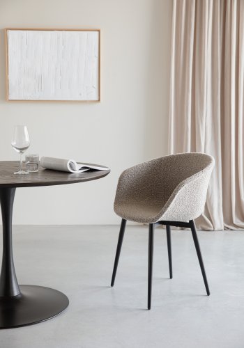 WHITE LABEL LIVING Raku spisebord, rund - brun teakfinér og sort metal (110)