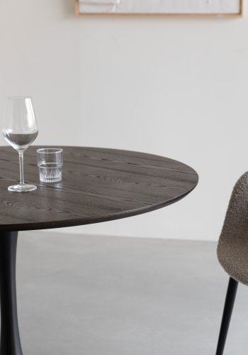 WHITE LABEL LIVING Raku spisebord, rund - brun teakfinér og sort metal (110)